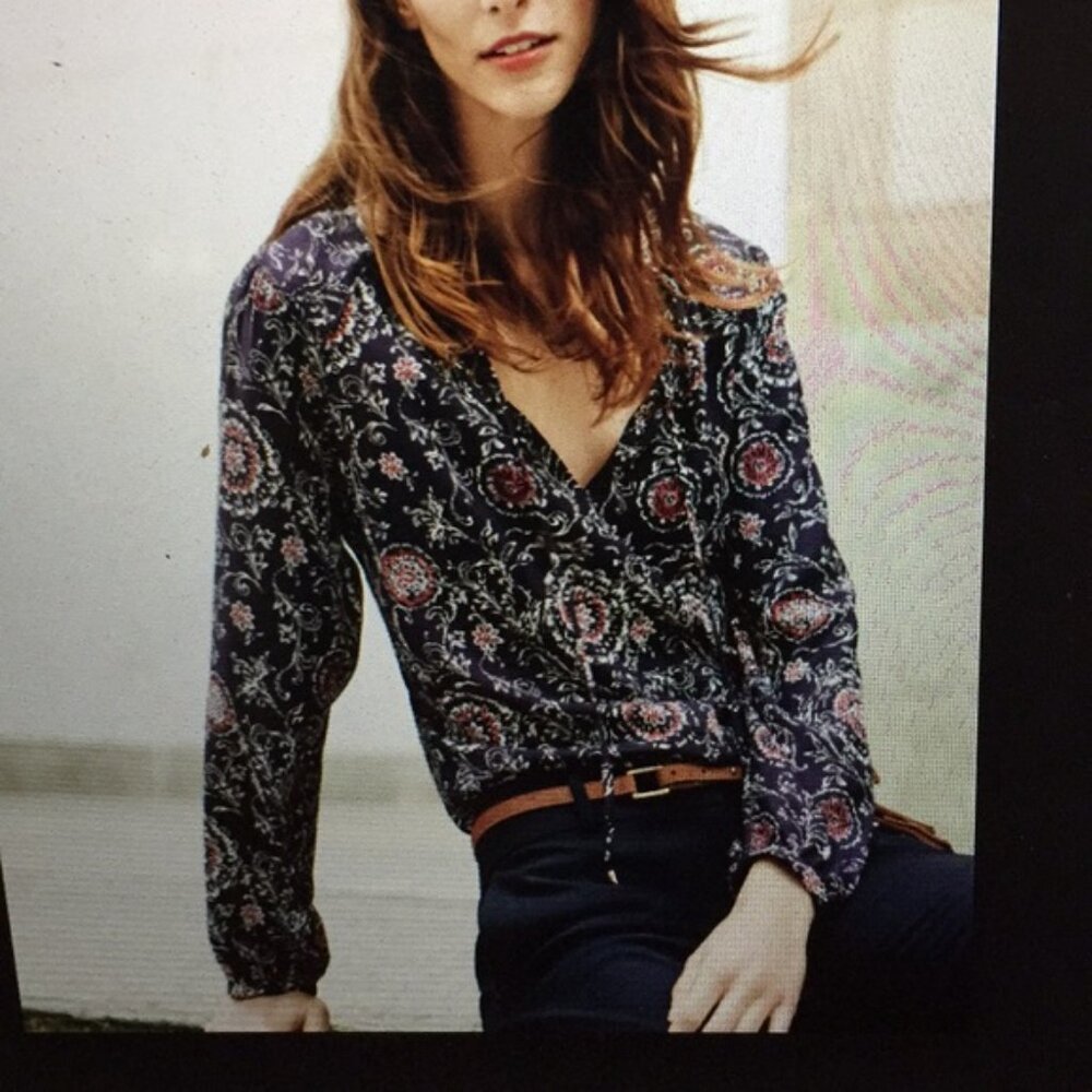 Ann Taylor Navy Floral Top